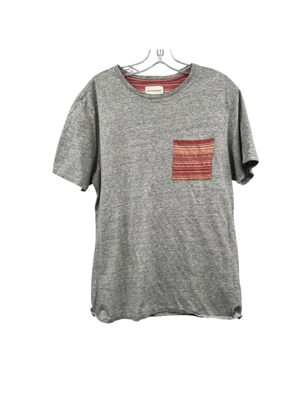 On They Byas Men's T-Shirt Print Pocket Gray/Multi Size Large
